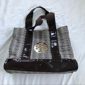 RARE TORY BURCH BROWN & GOLD TOTE BAG